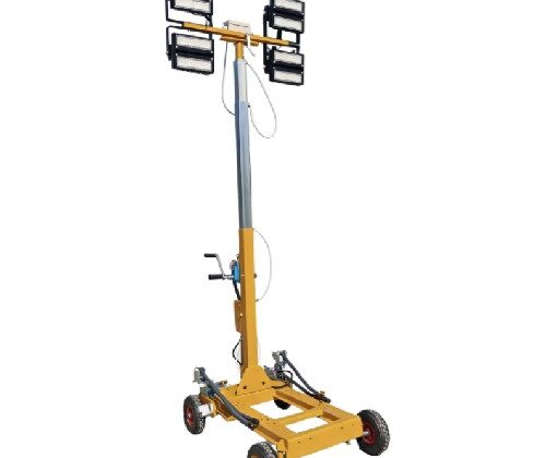 Torre faro mobile SMLV200B con carrello e quattro fari LED da 200 W per illuminazione temporanea